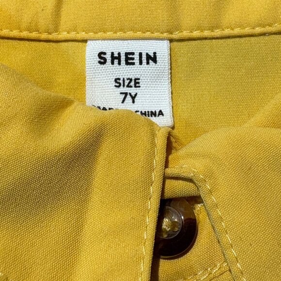 SHEIN Yellow Button Down Collared Long Sleeve Shirt Boys Size 7 (SKU: 143B) - Picture 2 of 4